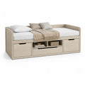 Letto singolo con contenitore 90 x 200 cm in pino massello rettangolare beige chiaro