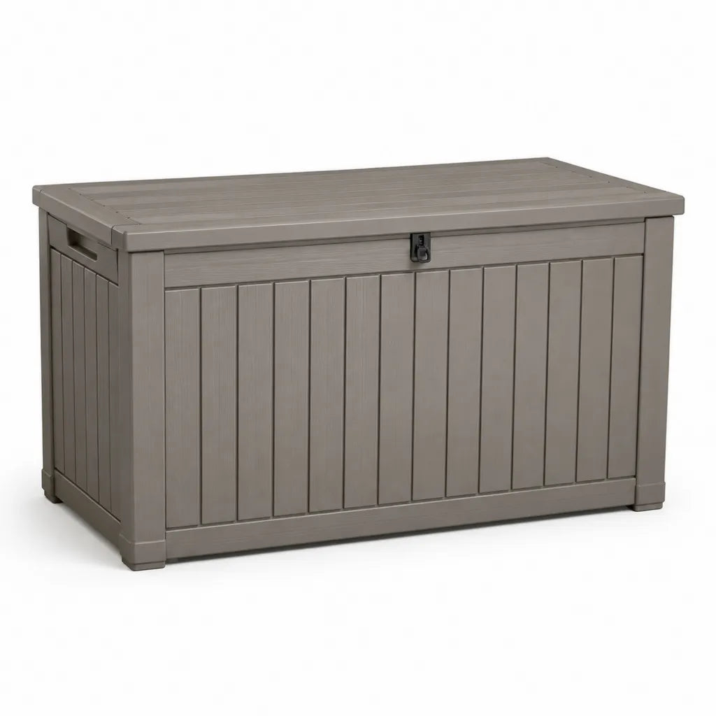 Baule da giardino in PP rettangolare grigio tortora 120 x 56 x 63 cm 320 L