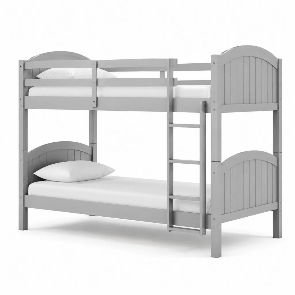 Letto a castello 90x190 cm in pino massello grigio rettangolare