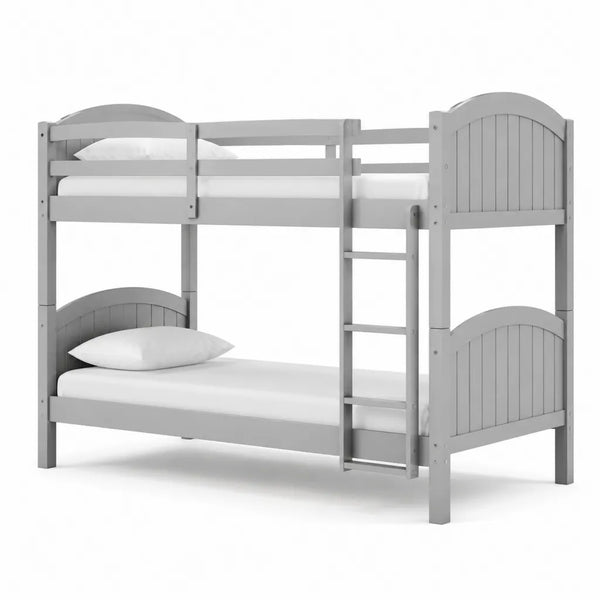 Letto a castello 90x190 cm in pino massello grigio rettangolare