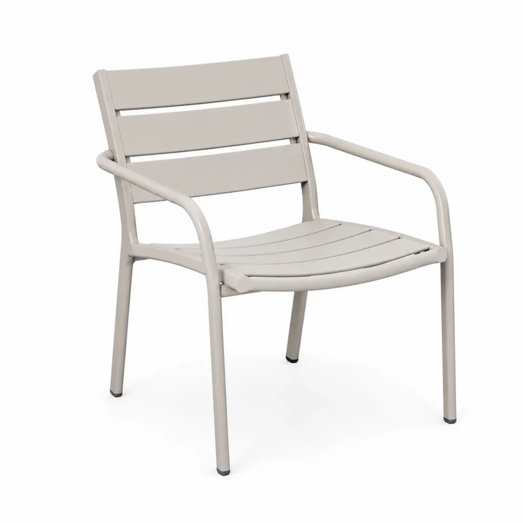 Poltrona da giardino con braccioli in alluminio grigio tortora 55 x 63 x 85 cm