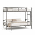 Letto a castello matrimoniale con letto singolo in acciaio grigio 140 x 200 cm e 90 x 200 cm