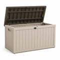 Baule da giardino in polipropilene rettangolare beige e marrone 120 x 45 x 57.5 cm 270 L